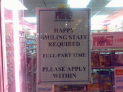 Happy smiling staff required